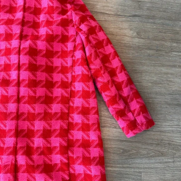 Pink & Red Plaid Winter Pea Coat - Picture 8 of 11